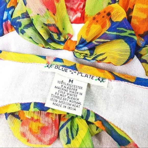 Blue Plate Floral Open Back Tank Dress Sz M - Picture 6 of 10